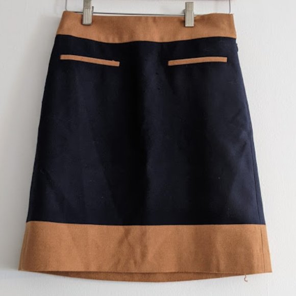 Ann Taylor Loft A-Line Navy and Tan Skirt Size 00P - Picture 1 of 11